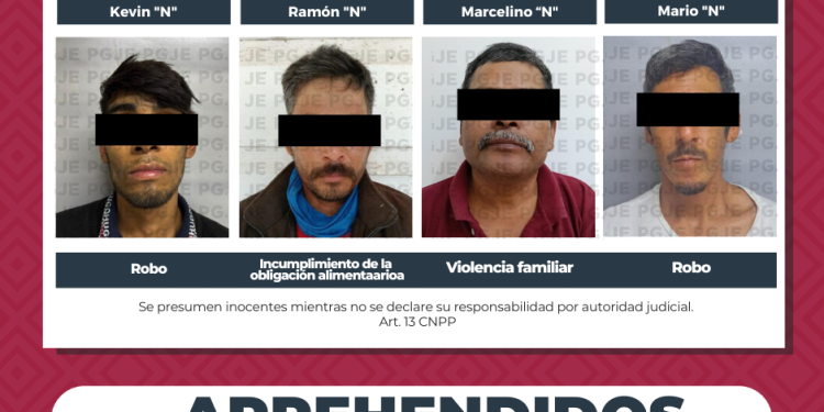 APREHENDE PGJE A 4 HOMBRES POR DIVERSOS DELITOS