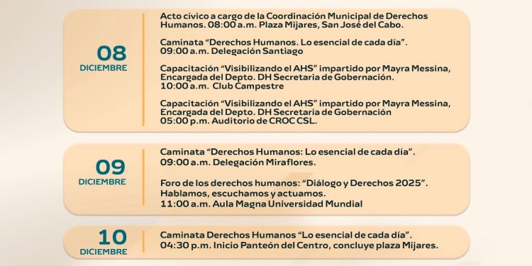 PRESENTAN CARTELERA DE ACTIVIDADES POR EL DÍA DE LOS DERECHOS HUMANOS EN LOS CABOS