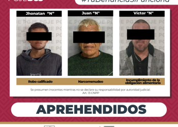 APREHENDE PGJE A 3 HOMBRES POR DIVERSOS DELITOS