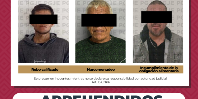 APREHENDE PGJE A 3 HOMBRES POR DIVERSOS DELITOS