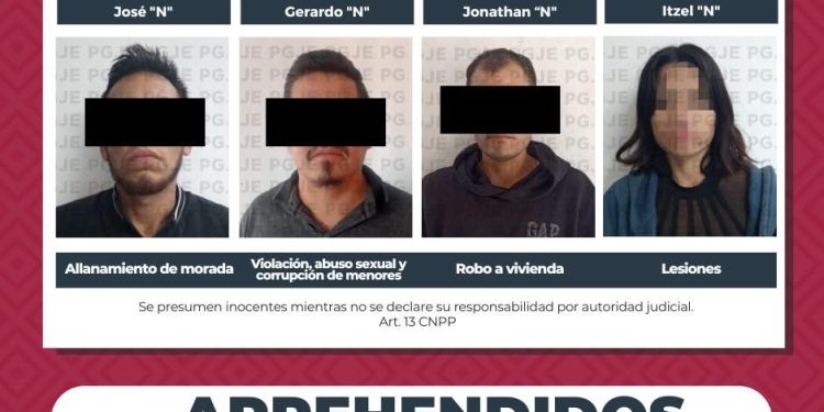 PGJE APREHENDE A 4 PERSONAS POR DIVERSOS DELITOS
