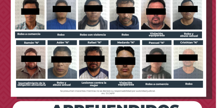 CUMPLIMENTA PGJE 14 ÓRDENES DE APREHENSIÓN EN DISTINTOS MUNICIPIOS DEL ESTADO