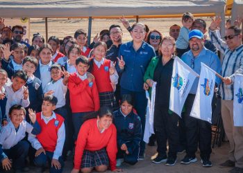 EDITH AGUILAR ENCABEZA ARRANQUE DE OBRA DE MODERNIZACIÓN DEL CAMPO DE FÚTBOL EN EL EJIDO BENITO JUÁREZ
