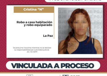 OBTIENE PGJE DOS VINCULACIONES A PROCESO CONTRA IMPUTADA POR ROBOS COMETIDOS EN LA PAZ