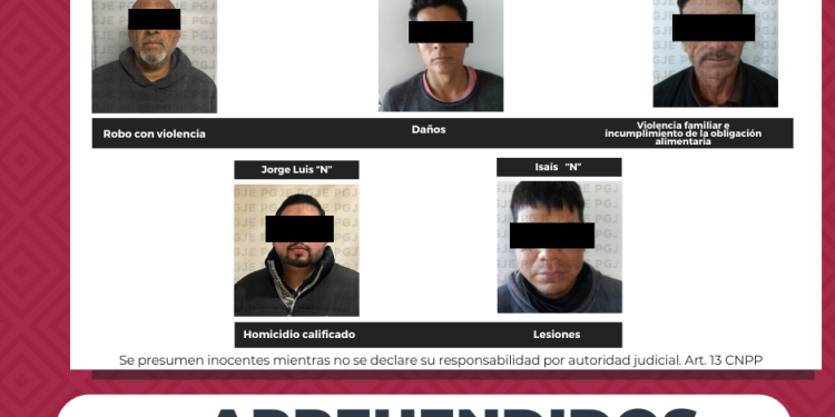 CUMPLIMENTA PGJE 6 ÓRDENESDE APREHENSIÓN CONTRA IMPUTADOS POR DIVERSOS DELITOS