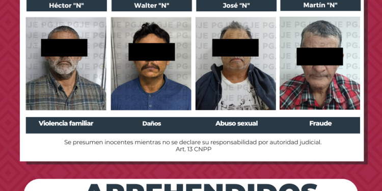 CUMPLIMENTA PGJE 4 ÓRDENES DE APREHENSIÓN POR DIVERSOS DELITOS