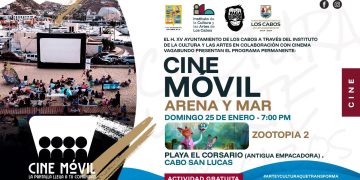 INVITAN A DISFRUTAR CINE GRATUITO AL AIRE LIBRE EN PLAYA EL CORSARIO EN CABO SAN LUCAS