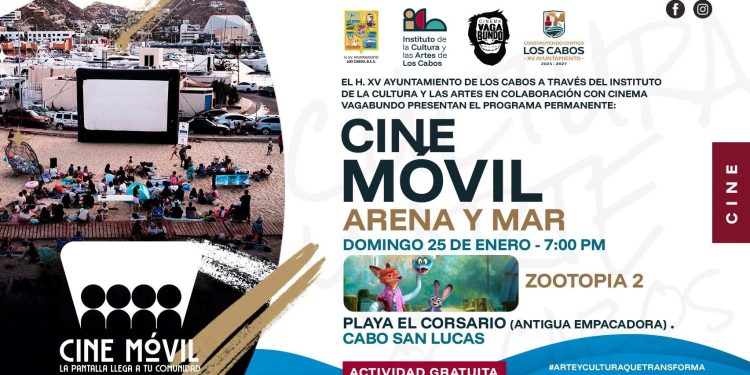 INVITAN A DISFRUTAR CINE GRATUITO AL AIRE LIBRE EN PLAYA EL CORSARIO EN CABO SAN LUCAS