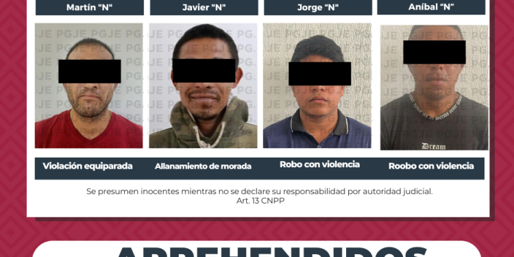 CUMPLIMENTA PGJE 4 ÓRDENES DE APREHENSIÓN POR DIVERSOS DELITOS