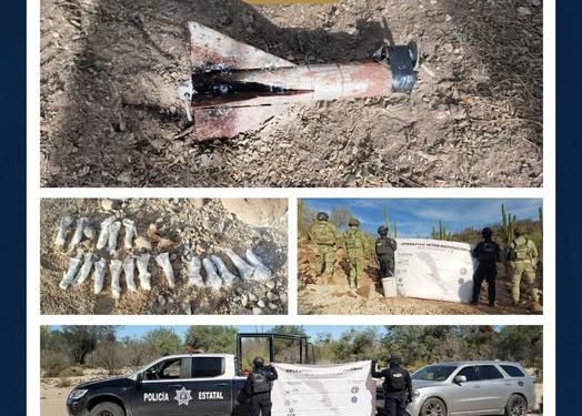 ASEGURA MESA ESTATAL DE SEGURIDAD ARTEFACTOS EXPLOSIVOS IMPROVISADOS, NARCÓTICOS Y VEHÍCULOS EN MULEGÉ