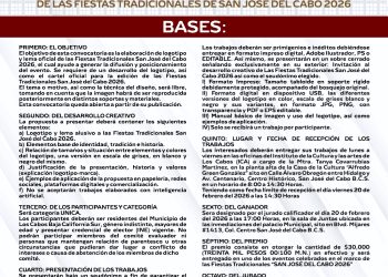 LANZAN CONVOCATORIA PARA DISEÑAR EL LOGOTIPO DE LAS FIESTAS TRADICIONALES SAN JOSÉ DEL CABO 2026