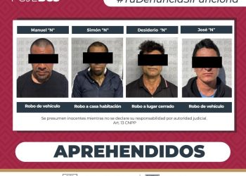 PGJE APREHENDE A CUATRO HOMBRES POR SU RELACIÓN EN DELITO DE ROBO