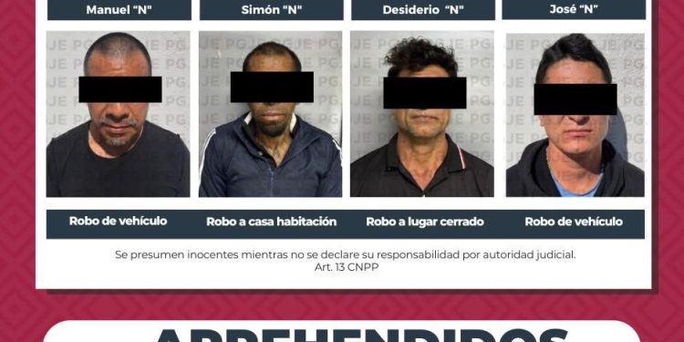 PGJE APREHENDE A CUATRO HOMBRES POR SU RELACIÓN EN DELITO DE ROBO