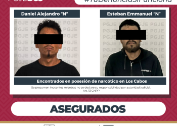 ASEGURA PGJE A DOS PERSONAS Y 625 DOSIS DE DROGA EN CABO SAN LUCAS
