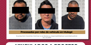 INVESTIGACIÓN DE LA PGJE PERMITE VINCULAR A PROCESO A TRES HOMBRES POR ROBO DE VEHÍCULO EN MULEGÉ