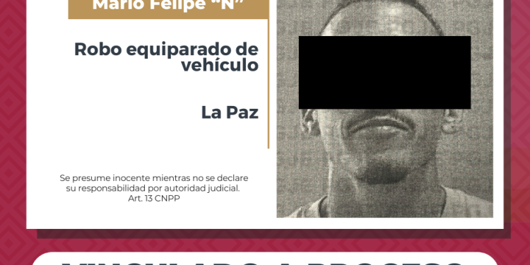LOGRA PGJE VINCULACIÓN A PROCESO POR ROBO EQUIPARADO DE MOTOCICLETA EN LA PAZ