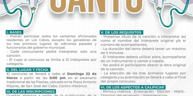 INVITAN EN LOS CABOS A PARTICIPAR EN EL CONCURSO “ AFICIONADOS AL CANTO “ 2026