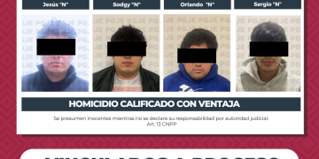 LOGRA PGJE VINCULACIÓN A PROCESO CONTRA CUATRO HOMBRES POR HOMICIDIO CALIFICADO CON VENTAJA EN EL PESCADERO EN AGRAVIO DE SAÚL “N”