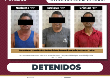 EJECUTA PGJE CATEO EN LA PAZ; ASEGURA DROGA LISTA PARA SU DISTRIBUCIÓN Y DETIENE A TRES PERSONAS