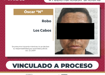LOGRA PGJE VINCULACIÓN A PROCESO CONTRA IMPUTADO POR ROBO EN CABO SAN LUCAS