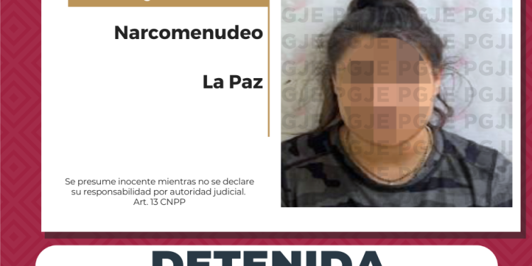 DETIENE PGJE A UNA MUJER EN POSESIÓN DE MÁS DE MIL DOSIS DE METANFETAMINA EN LA PAZ