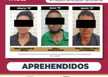 APREHENDE PGJE A 3 PERSONAS POR DELITO DE ROBO