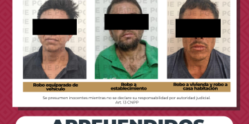 APREHENDE PGJE A 3 PERSONAS POR DELITO DE ROBO