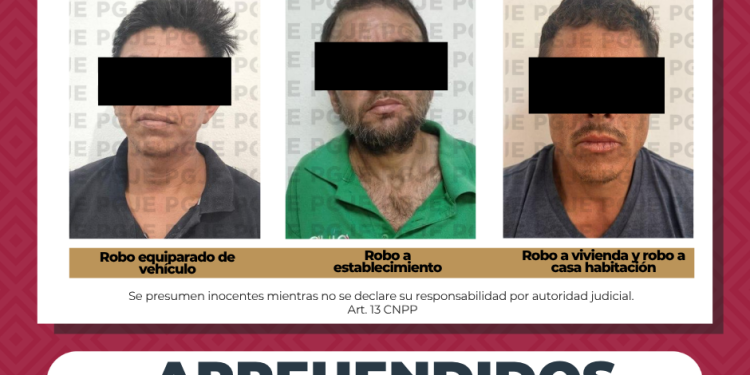 APREHENDE PGJE A 3 PERSONAS POR DELITO DE ROBO