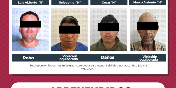 APREHENDE PGJE A CUATRO IMPUTADOS POR DIVERSOS DELITOS EN MULEGÉ, LA PAZ Y LOS CABOS