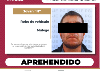 CUMPLIMENTA PGJE ORDEN DE APREHENSIÓN CONTRA JOVAN “N” EN SANTA ROSALÍA POR ROBO DE VEHÍCULO
