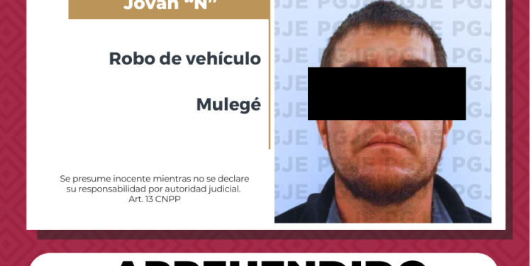 CUMPLIMENTA PGJE ORDEN DE APREHENSIÓN CONTRA JOVAN “N” EN SANTA ROSALÍA POR ROBO DE VEHÍCULO