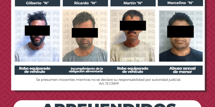 CUMPLIMENTA PGJE  4 ÓRDENES DE APREHENSIÓN POR DIVERSOS DELITOS