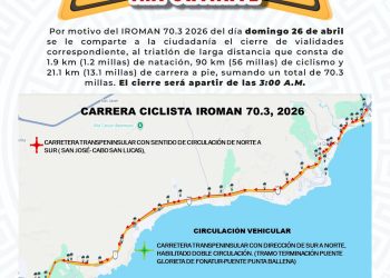 ANUNCIAN CIERRES VIALES POR IRONMAN 70.3 EL DOMINGO 26 DE ABRIL EN LOS CABOS