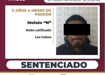 PGJE OBTIENE SENTENCIA DE POCO MÁS DE 3 AÑOS DE PRISIÓN PARA CULPABLE DE ROBO EN SAN JOSÉ DEL CABO
