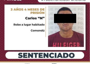SENTENCIAN A MÁS DE 3 AÑOS DE PRISIÓN A CULPABLE DE ROBO EN COMONDÚ