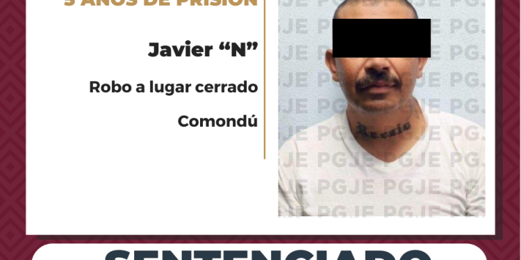 OBTIENE PGJE SENTENCIA DE 5 DE PRISIÓN PARA CULPABLE DE ROBO EN PUERTO SAN CARLOS