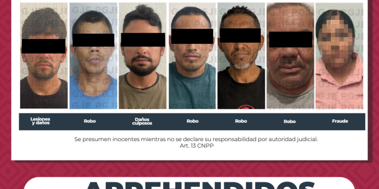 CUMPLIMENTA PGJE 7 ÓRDENES DE APREHENSIÓN EN 3 MUNICIPIOS