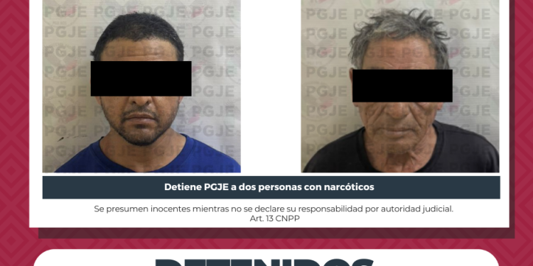 DETIENE PGJE DOS HOMBRES EN COLONIA SANTA FE EN LA PAZ Y ASEGURA DROGA