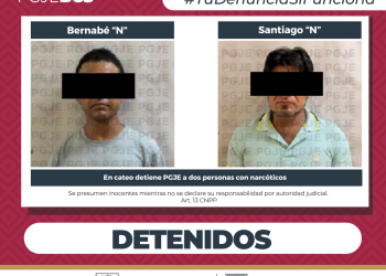 REALIZA PGJE CATEO EN LA PAZ Y DETIENE A DOS PERSONAS Y ASEGURA MIL 585 DOSIS DE NARCÓTICOS