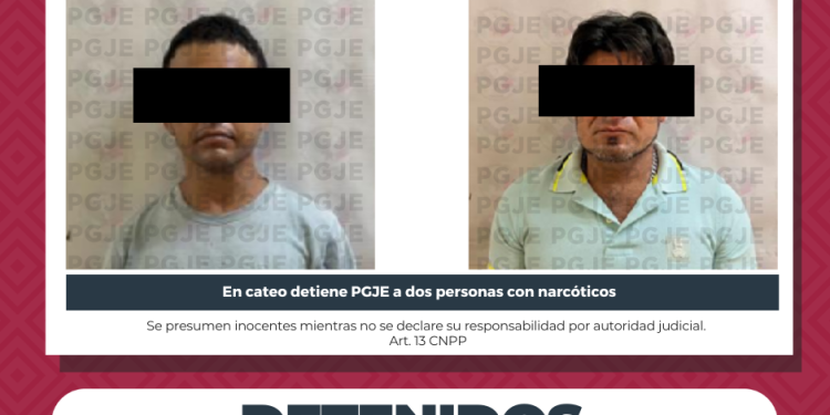 REALIZA PGJE CATEO EN LA PAZ Y DETIENE A DOS PERSONAS Y ASEGURA MIL 585 DOSIS DE NARCÓTICOS