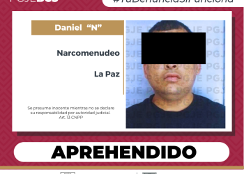 APREHENDE PGJE A SUJETO RELACIONADO CON DELITOS CONTRA LA SALUD EN LA PAZ