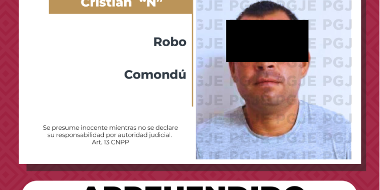 CUMPLIMENTA PGJE ORDEN DE APREHENSIÓN CONTRA CRISTIAN “N” POR ROBO EN COMONDÚ