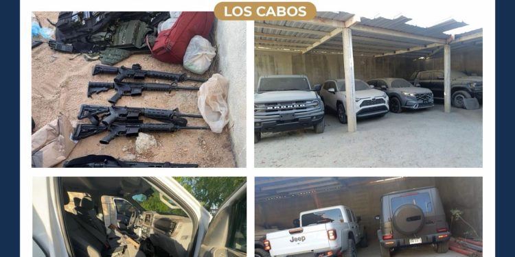 ARMAS, VEHÍCULOS, PERSONAS DETENIDAS Y GENERADORES DE VIOLENCIA NEUTRALIZADOS TRAS OPERATIVO EN EL MUNICIPIO DE LOS CABOS