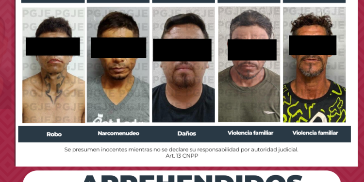 APREHENDE PGJE A 5 PERSONAS POR DIVERSOS DELITOS