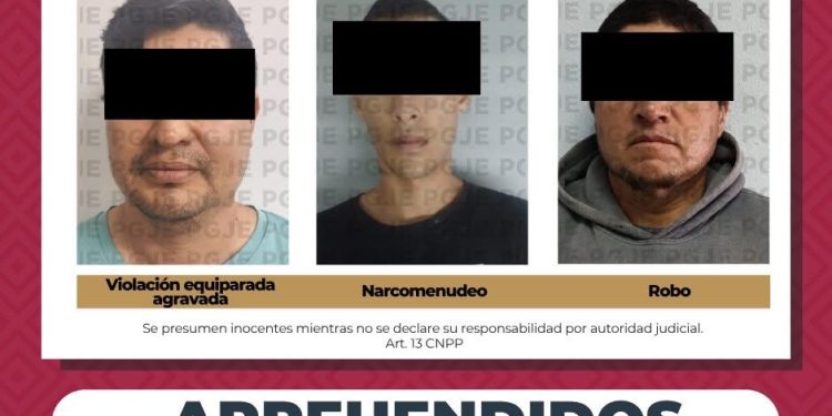 PGJE APREHENDE A TRES HOMBRES POR DIVERSOS DELITOS