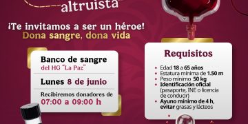 CONVOCA ISSSTE BAJA CALIFORNIA SUR A PARTICIPAR EN CAMPAÑA DE DONACIÓN DE SANGRE ALTRUISTA