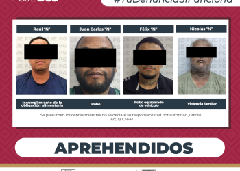 APREHENDE PGJE A 4 HOMBRES POR DIVERSOS DELITOS