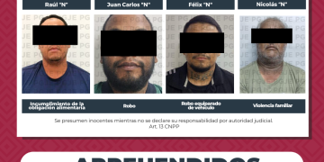 APREHENDE PGJE A 4 HOMBRES POR DIVERSOS DELITOS