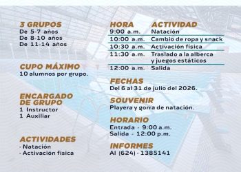 INVITAN A INSCRIBIRSE AL CURSO DE VERANO 2026 EN LA ALBERCA OLÍMPICA DON KOLL EN CABO SAN LUCAS