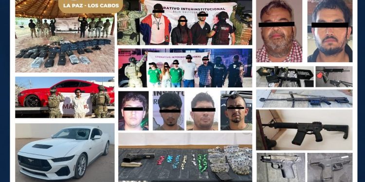 TRABAJOS DE INTELIGENCIA Y OPERACIÓN PERMITEN LA CAPTURA DE PERSONAS, ARMAS Y EQUIPO TÁCTICO EN LA PAZ Y LOS CABOS: MESA DE SEGURIDAD